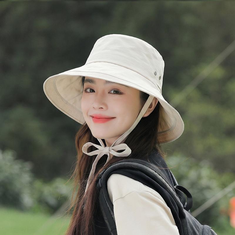 Summer Big Brimmed Fisherman's Hat Solid Color Sunscreen Hat Women's Outdoor Travel Mountaineering and Fishing Sunscreen Hat