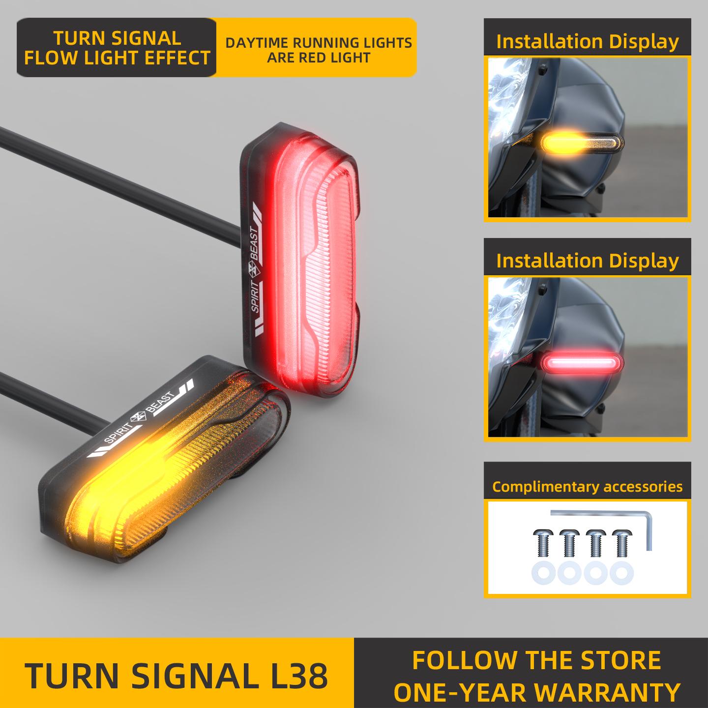 Motorcycle Turn Signal Modification Spirit Beast for NIU Electric Vehicle 12V Flowing LED Turn Signal Universal Signal Lamp