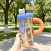 Water bottle Internet celebrity large capacity plastic cup with tea warehouse straw ice cup female student outdoor fitness water cup can be