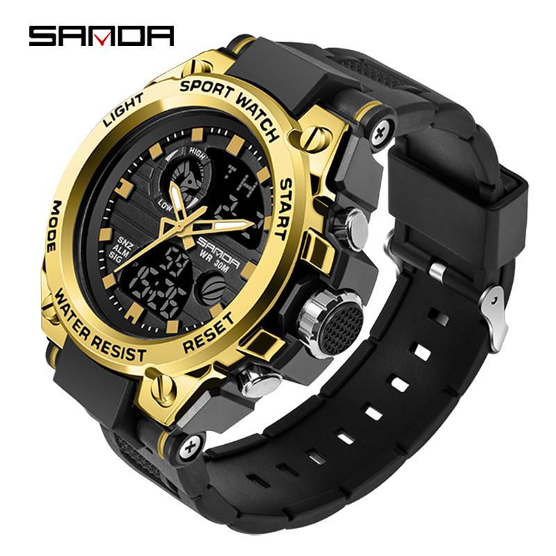 Sanda Men's Multifunctional Sports Watch - Dual Display, Luminous, Waterproof for Teens & Students