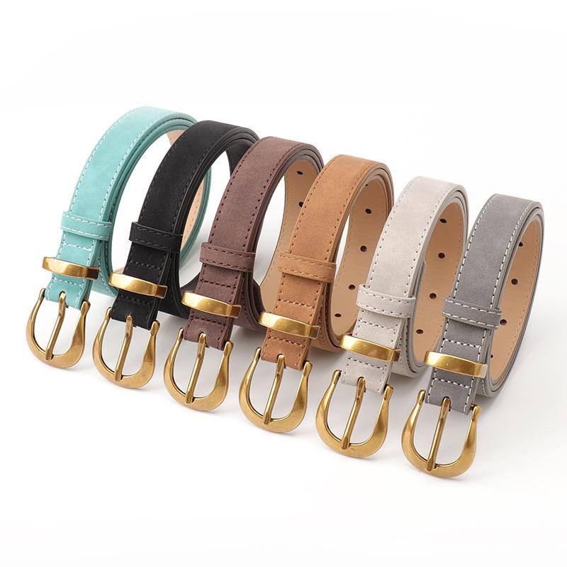 New Retro Versatile Women's Belt, Fashionable Simple Reverse Velvet Imitation Leather Belt for Women with High-end Decorative Belt