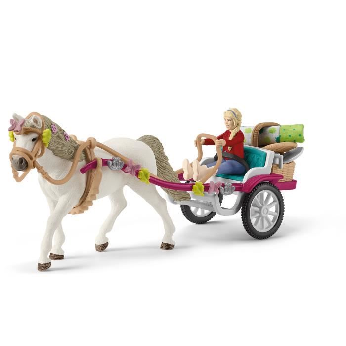 Calèche pour le spectacle équestre, coffret schleich avec 32 éléments inclus dont 1 cheval schleich et 1 personnage, coffret