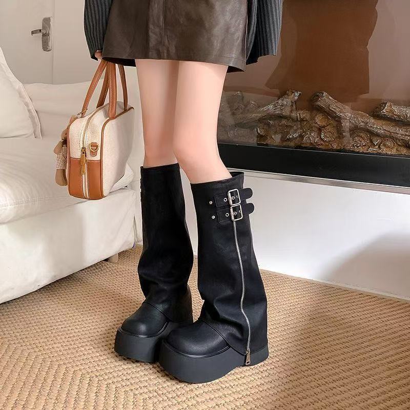 Pants, boots, women's thick soles are heightened, sweet and cool, but knee boots, small muffin soles, fashion boots.