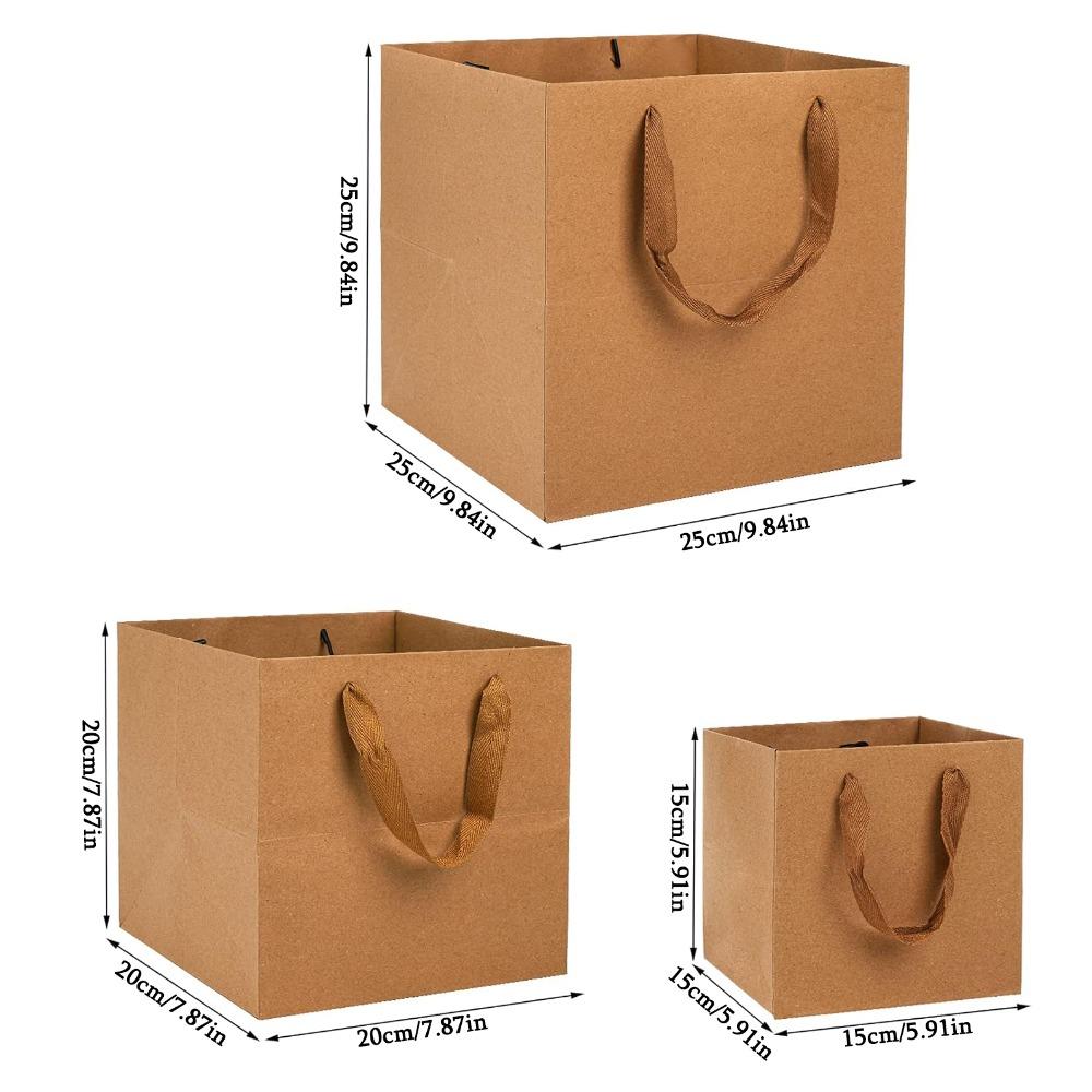8pcs Square Gift Bags with Handles 3 Sizes Gift Wrap and Shopping Bags Large Retail Business Packaging Bags Bouquet Flower Tote Bag Gift Shopping Bags