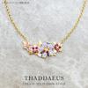Necklace Flowers Colourful Stones New Link Chain Fine Jewelry Europe 925 Stering Silver Romantic Gift For Women