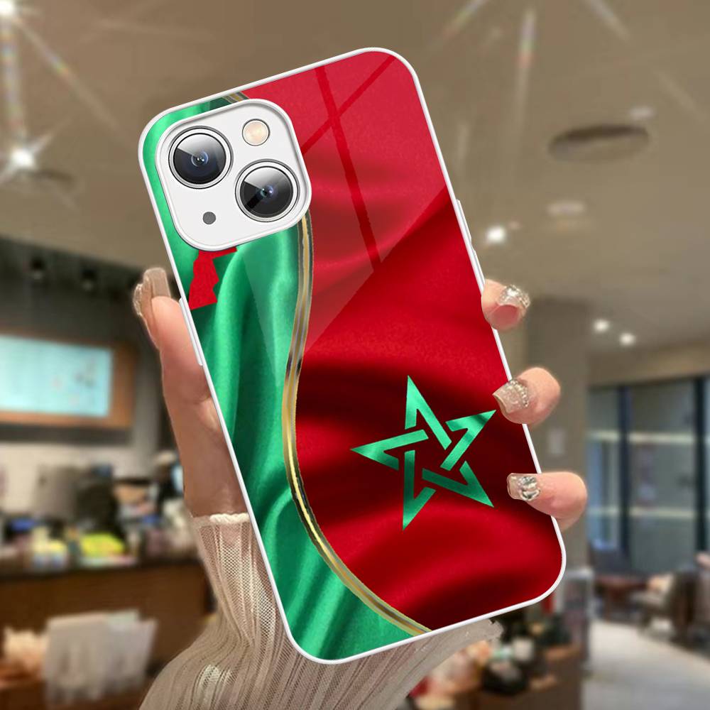 

M-Morocco Flag For IPhone 14 13 12 Mini 11 Pro XS Max X XR 14 Plus Tempered Glass Cover iphone 12 mini