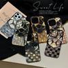 For iPhone 16 Pro Case Geometric Diamond Pattern Rhinestone Decor Electroplating TPU Phone Cover