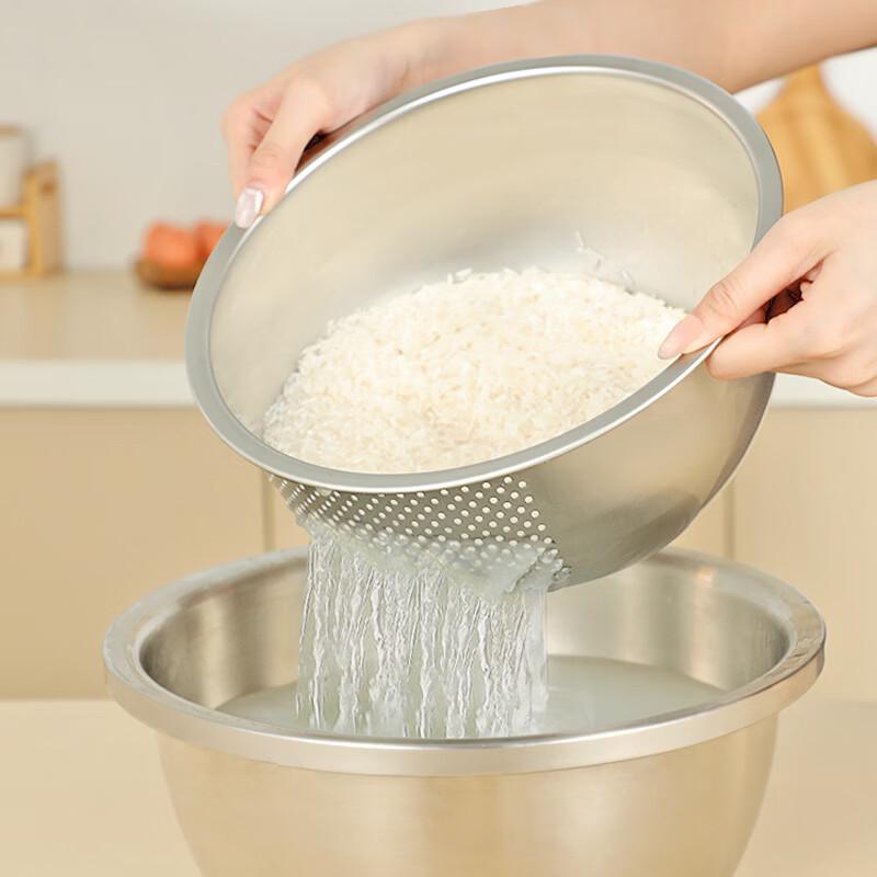 Stainless Steel Rice Washing & Draining Bowl