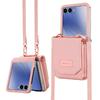 Stylish multi-card slot coin purse/phone case for Samsung Z Flip7, drop-proof, foldable, anti-lost, includes long crossbody strap.