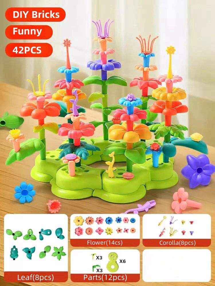 Non-Toxic 42Pcs Diy Flower Garden Building Toys Children Toys Game For Toddlers Educational Preschool Toy Gift Puzzle Creative Toys For Children