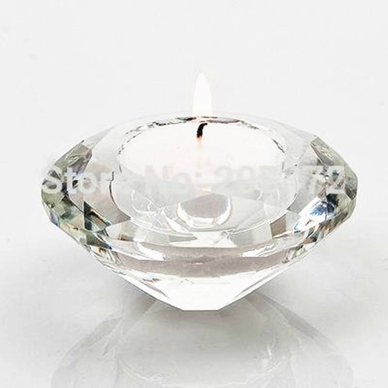 Cheap Handmade Decorative Tealight Medium Diamond Crystal Round Votive Candlestick Holder for Home Decoration