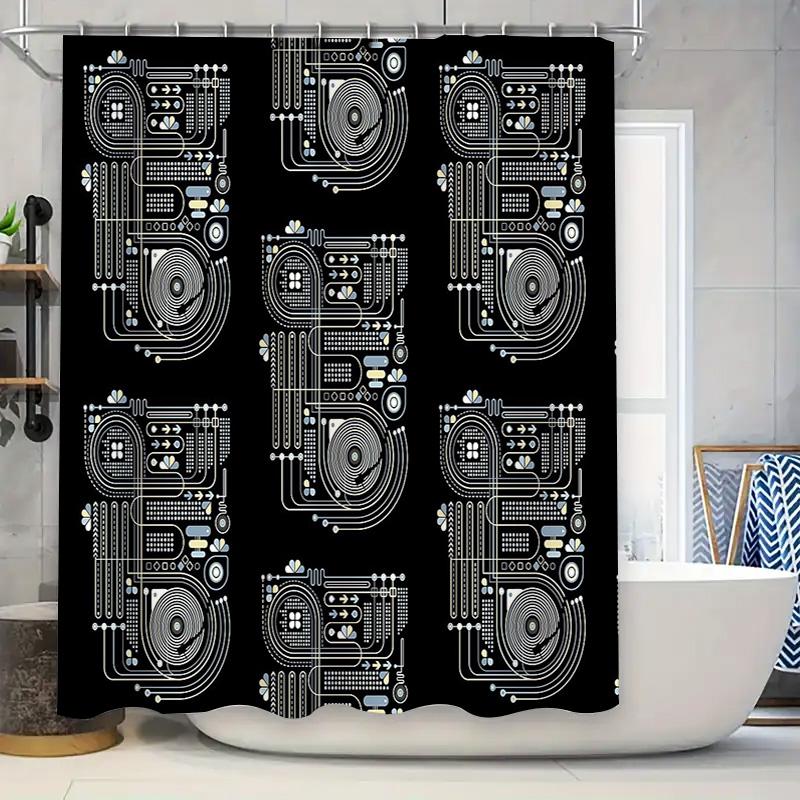 

Unique Circuit Board Shower Curtain Modern Abstract Tech Pattern Bathroom Decor Waterproof Fabric Washable Liner W60H190(CM)-1 Pcs
