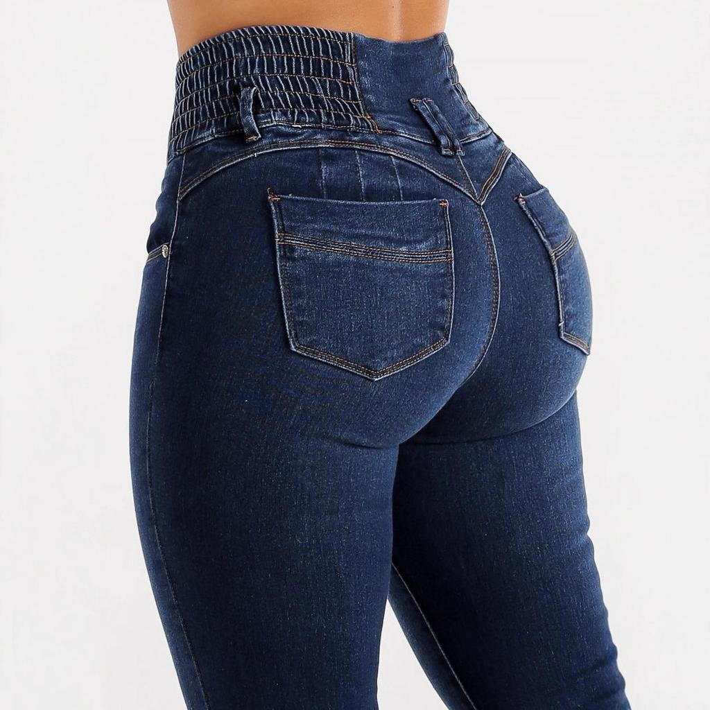 Evropské Horké Výprodejové Štíhlé Pružné Dlouhé Džíny s Vysokým Pasem - Sexy Skinny Kalhoty Zvedající Zadek