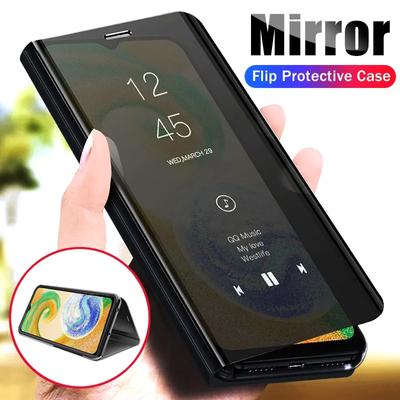 Für Samsung A04s Hülle Buch Leder Spiegel Klappständer Vollabdeckung Für Samsung Galaxy A04s A 04s SM-A047F 6.5" Transparent Klarsicht Handyhüllen