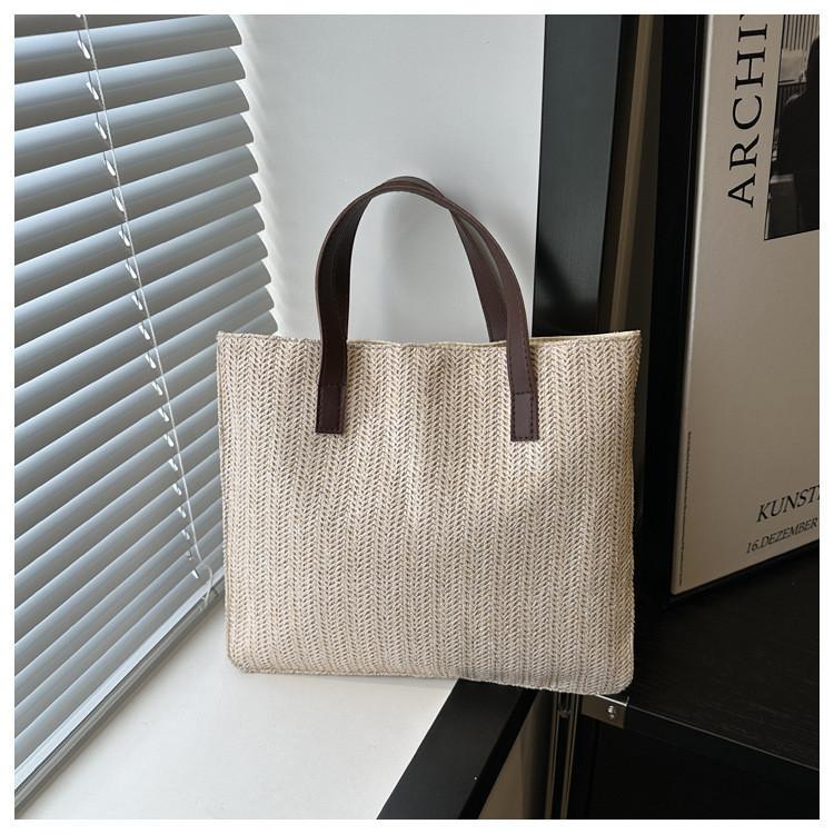 Summer 2024 Large Capacity Woven Tote Bag Stylish Soft Handheld Women's Purse