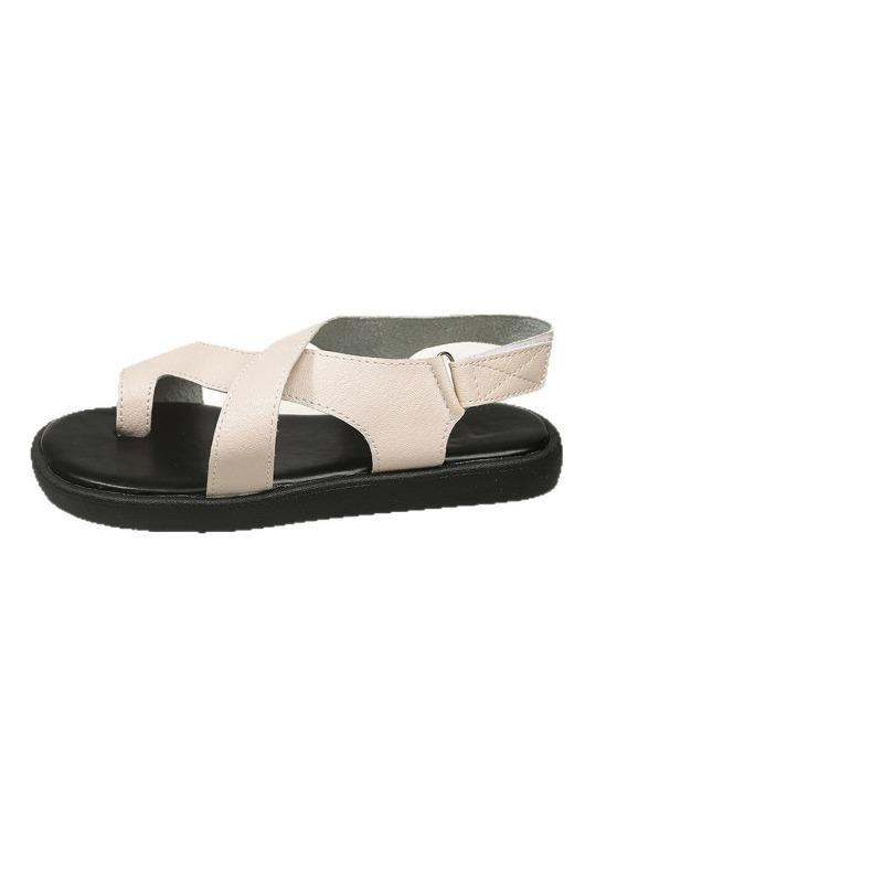 Summer Velcro beach sandals women's new toe cross belt large size flat sports sandals