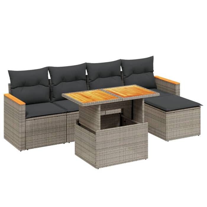 VidaXL Garden Lounge Set with Cushions 6 Pcs, Patio Sofas, Patio Furniture Set, Outdoor Furniture, Grey 3273055