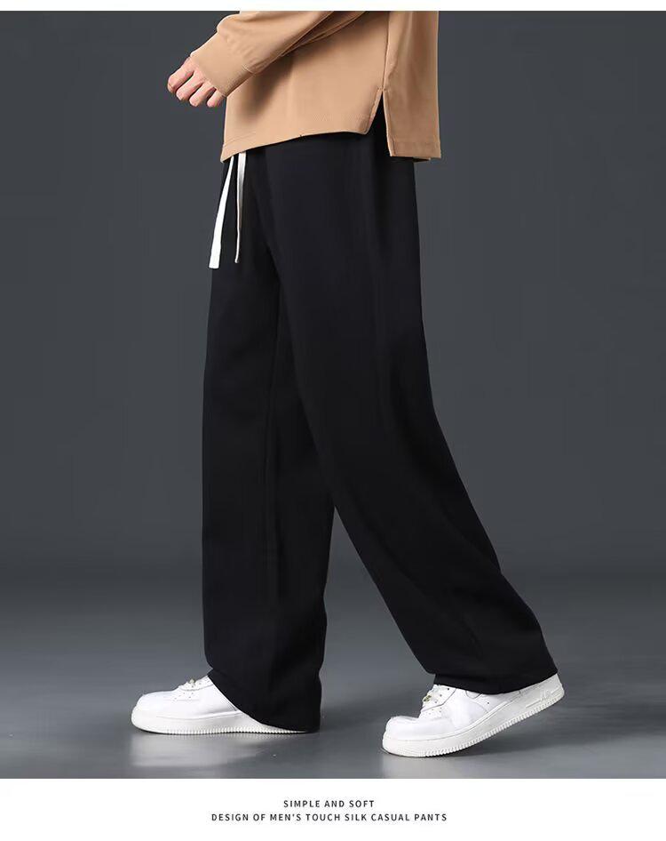 Men's Casual Loose Straight-Leg Fleece-Lined Pants - Autumn/Winter Style