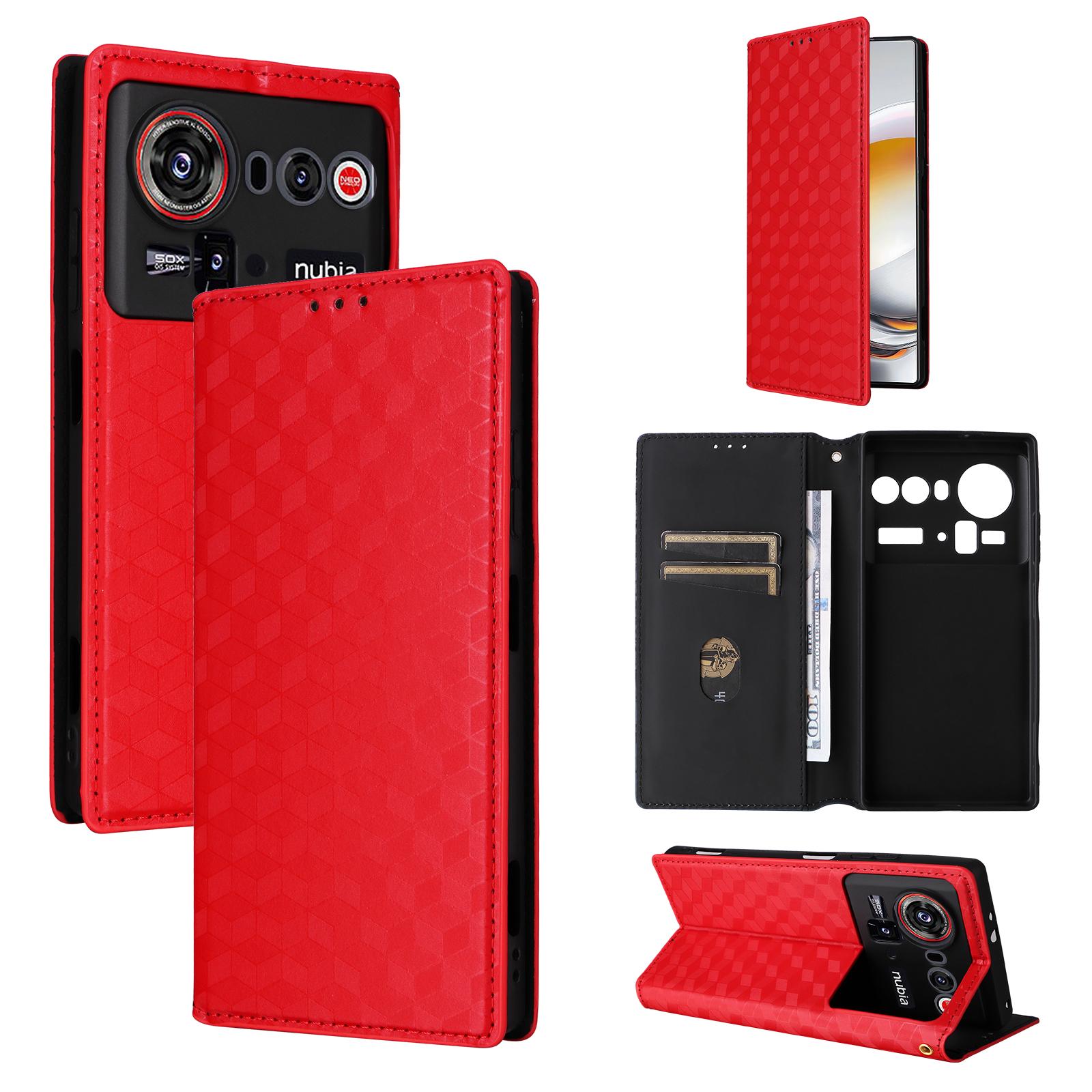 

Чохол-книжка для ZTE nubia Z80 Ultra зі Шкіри PU, Чохол для Телефону з Повноцінним Захистом [Захист від RFID] Чохол-Гаманець for ZTE nubia Z80 Ultra червоний