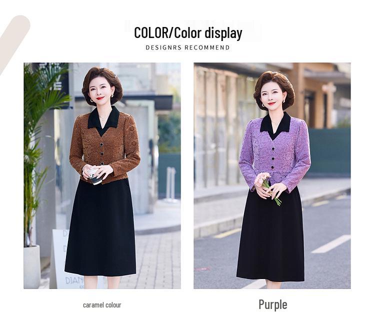 Rochie la modă de primăvară 2025 din două piese cu mâneci lungi pentru femei elegante de vârstă mijlocie