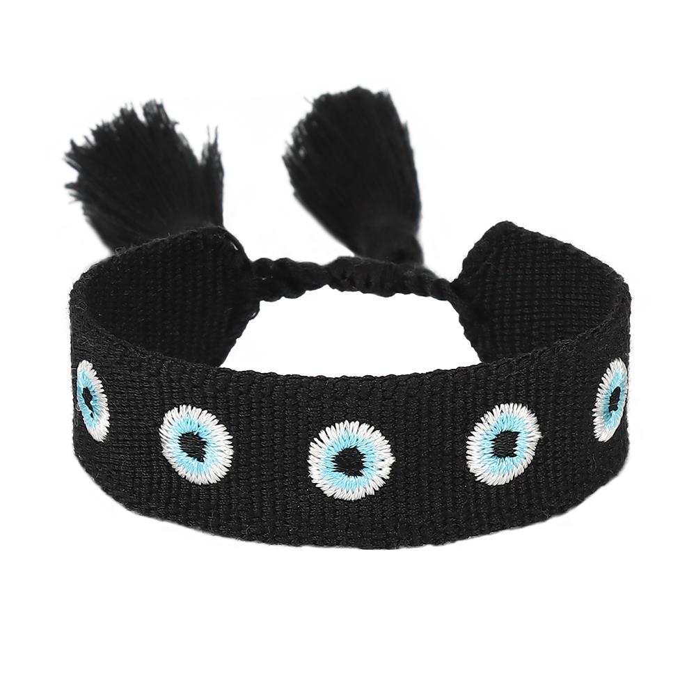 Eyes Woven Bracelets with Charms Stackable Wrap Fabric Bracelets