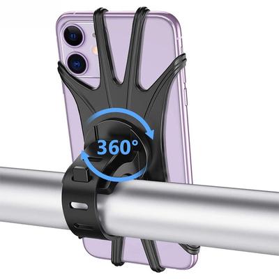 Soporte de teléfono de silicona para bicicleta, giratorio de 360 grados, soporte para teléfono para bicicleta de montaña, accesorios para bicicleta de montaña, accesorios para ciclismo