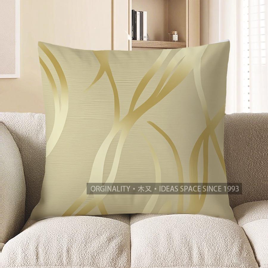 Home Decor Golden Wavy Lines Geometric Pattern Pillow Pattern Cushion Cover Suitable for Sofa Bedroom Car Pillow Cover