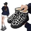 Snow boots women's new winter casual good match thick-soled heightening bread shoes soft leather velvet thickened snow cotton