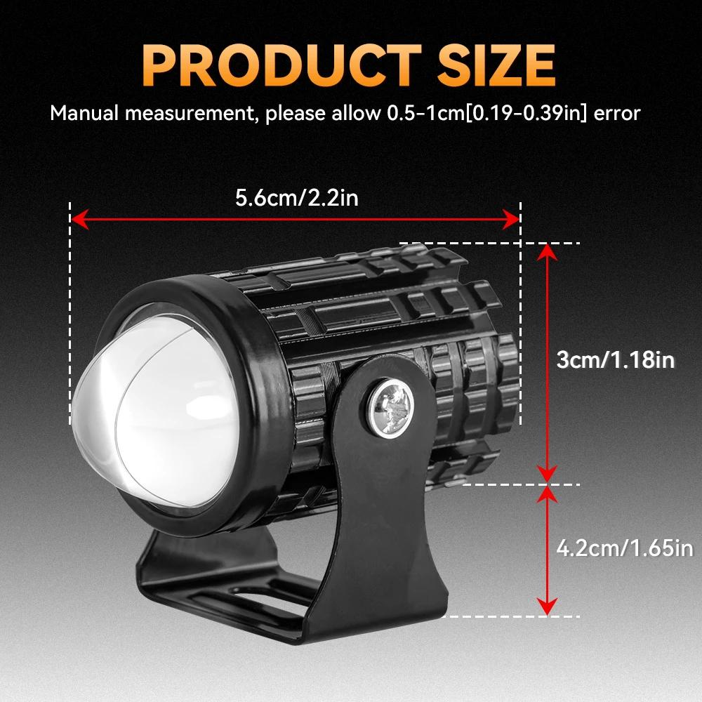 12V 24V Motorcycle LED Headlight Dual Color White Yellow ATV SUV Truck Driving Fog Lamp Motorbike Offroad Car Boat Spotlight