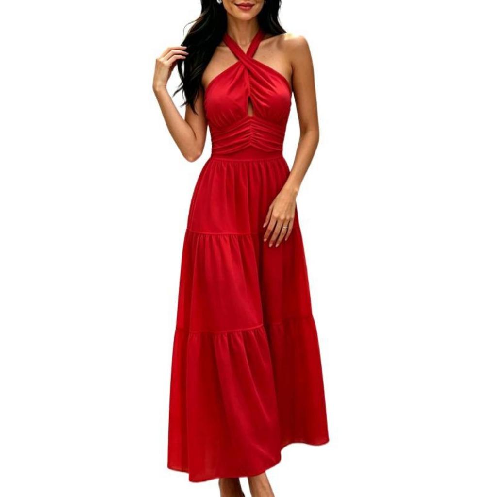 Summer Women's Elegant Sexy Lace-Up Backless Waist-Cinched Evening Party Dress