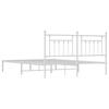 Metal Bed Frame with Headboard White 183 x 213 cm