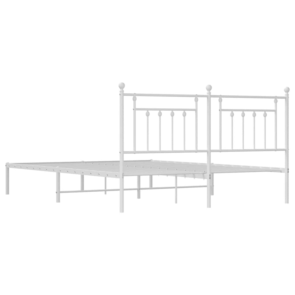 Metal Bed Frame with Headboard White 183 x 213 cm