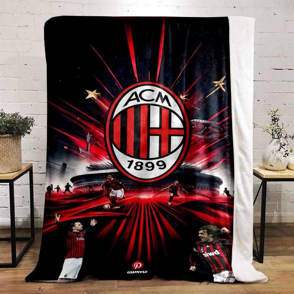 AC Milan Soccer Designed Flannel Blanket for Bedroom, Living Room, Sofa, and Nap