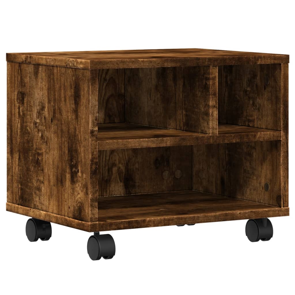 Printer Stand with Casters Smoked Oak 41 x 32 x 34.5 cm