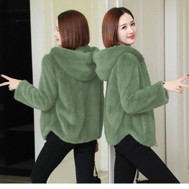 Autumn Winter Long Velvet Fleece Zipper Hooded Jacket Warm Sleepwear Polyester Fiber Basic Loose Fit Regular Sleeve Length