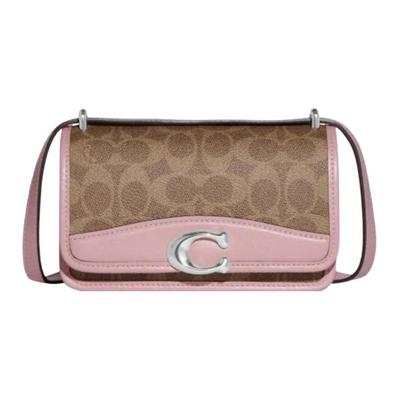 Bandit 18 Classic Monogram Buckle Closure Faux Leather And Luxurious Cowhide Shoulder Crossbody Bag Small Women Bags Brown Pink CF936-LHRJ8