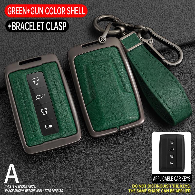 Zinc Alloy+Leather Car Key Case For Great Wall Gwm Wey Tank 300 500 Tank300 Tank500 Car Remote Key Case Cover Protective Shell