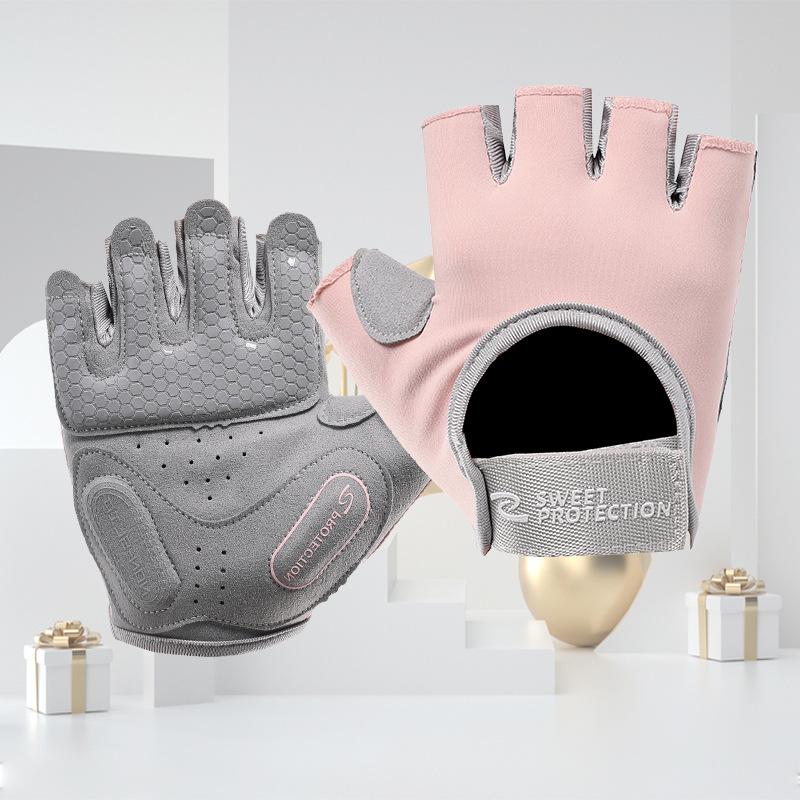 Männer und Frauen Outdoor-Sportarten Radhandschuhe Halbfinger Verschleißfest Rutschfest Verschleißfest Stoßdämpfende Handfläche Atmungsaktiv