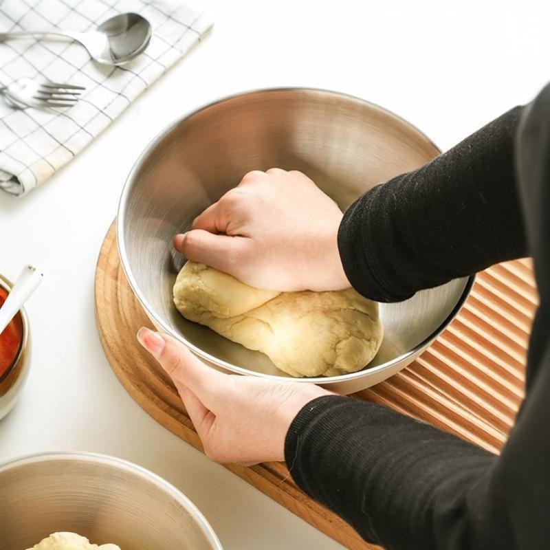 Stainless Steel Salad Mixing Bowl With Scale For Household Kitchen Knead Dough Baking Cooking Cream Tableware