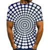 Summer Round Neck 3D Creative Vision Print Top Fashionable Casual Short Sleeved Men's T-shirts