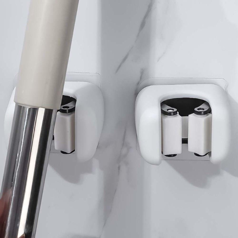 1Pcs Non Punching Mop Holders Wall Mounted Self-adhesive Hooks New Mop Clip