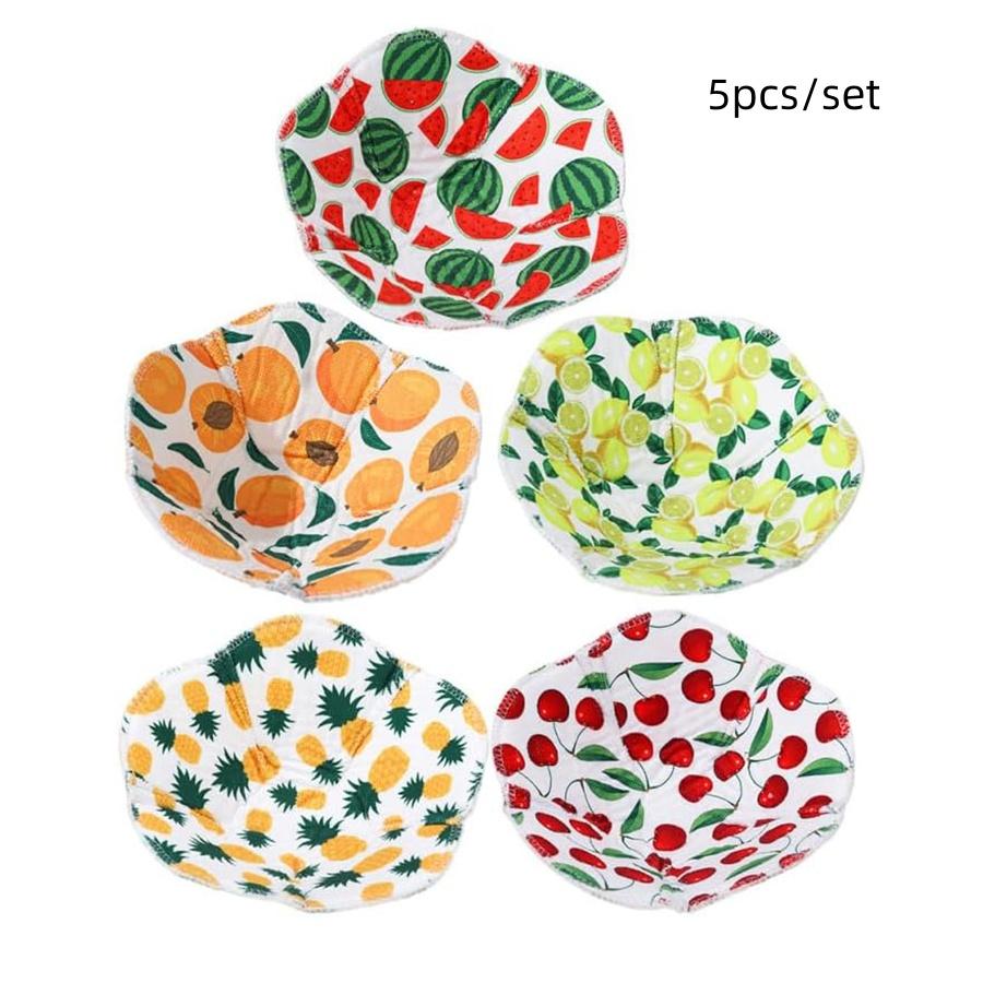 Microwave Bowl Holders 5pcs Hot Bowl Holders Fruit Pattern Safe Hot Soup Holder Cotton Heat Resistant Food Dish Pads Potholders