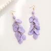 Solid Color Long Tassel Earrings Exaggerated Eardrop Elegant Petal Leaves Drop Earrings  Women