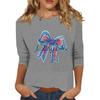 Women's Fashionable Casual Three Quarter Sleeve Printed Collar Pullover Top