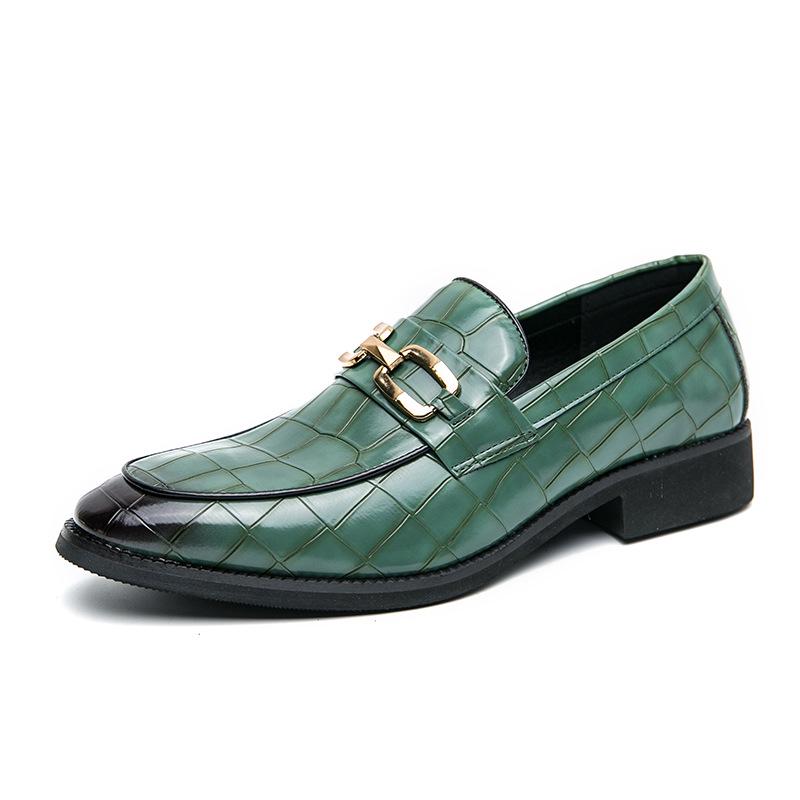 

Large Patent Leather Loafers with Metal Buckle, Size 46 - British Business Casual Slip-On with Thick Sole for Hairdressers or Weddings 39 зелёный
