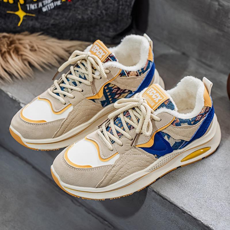 Men's shoes 2 winter new warm thickened cotton shoes velvet men's sports shoes non-slip and wear-resistant dad shoes