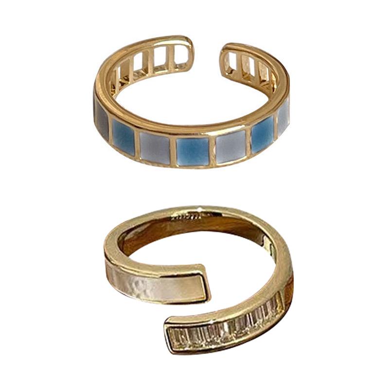 Vintage Colorful Drip Glaze Open Rings For Women  Design Temperament Metal Geometric Circle Jewelry Accessories