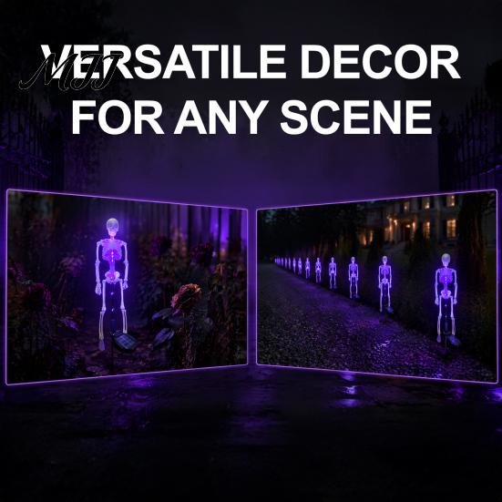 Solar Powered Path Lighting 3D Skeleton Halloween Garden Lamp, Spooky Human Pathway Glowing Lawn Ornaments for Parties Lights, Waterproof Resin