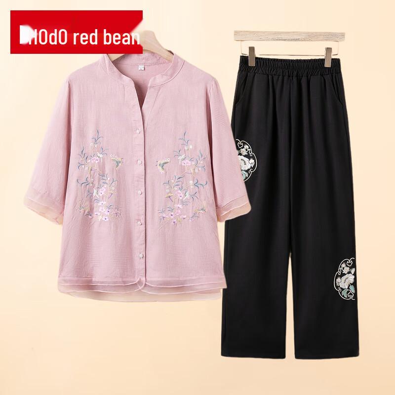 

HODO Женский вышитый летний комплект из хлопка и льна 5XL