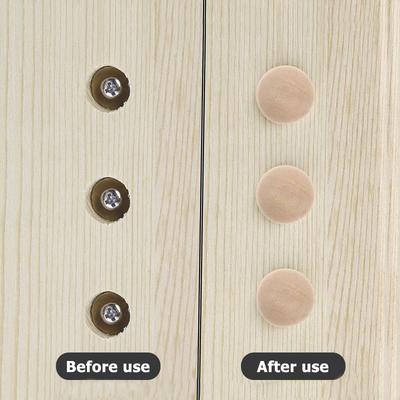 100Pcs Beech Wood Stair Cover Cabinet Hole Plug 13X8Mm Furniture Holes Round Decorative Wood Plugs With Screws Solid Wood Hole